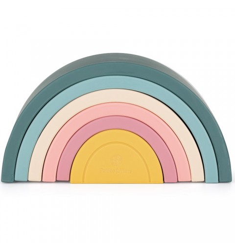 Petite&Mars  Silikonowa zabawka, układanka Rainbow 12m+ | Misty Green